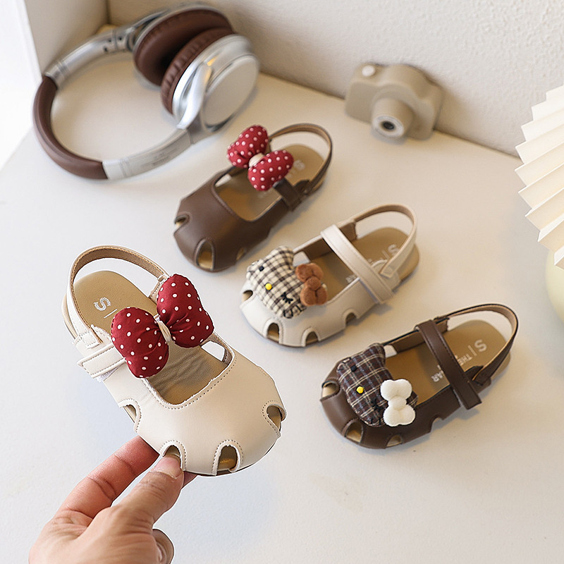 Giày sandal bé gái đầu búp bê nơ/kitty dễ thương, đế mềm êm chân, chống trượt mùa hè