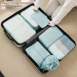 Cheenm 7 Cái / bộ Gấp Túi Bảo Quản Du Lịch Đồ Vệ Sinh Kỹ Thuật Số Giày Sắp Xếp Quần Áo Vali Quần Áo Túi Tidy Paing Cubes Set VN