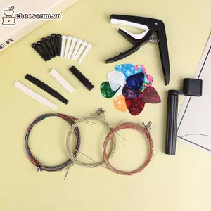 Cheenm 48 Cái / bộ Bộ Phụ Kiện Đàn Guitar Acoustic Dây Capo Pis Winder Chân Cầu Yên Xe Bộ Chăm Sóc Đàn Guitar Tất Cả Trong Một Dành Cho Người Mới Bắt Đầu VN