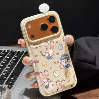Leather Texture Phone Case for IPhone 17 16 15 14 13 12 11 Pro Max Air Xr Xs Max 7 8Plus Cartoon Rabbit Soft Cover