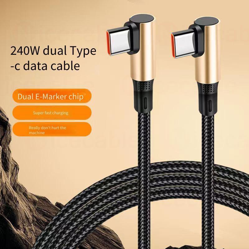Cáp dữ liệu sạc nhanh 240W Cáp dữ liệu sạc dệt 1,5m / 3m / 5m với 90° Cáp dữ liệu sạc Type C sang Type C cho máy tính bảng điện thoại