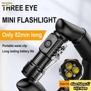 [] Đèn pin Mini HAVENLYCO, Đèn pin ngón tay cái 5 bánh có thể sạc lại, Đèn pin cầm tay chiếu sáng siêu mạnh ABS ba mắt