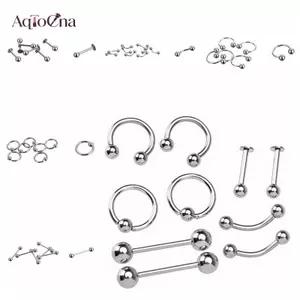 AqToCna Thép Không Gỉ Body Xuyên Trang Sức Lông Mày Lưỡi Thanh Labret Môi Mũi Nhẫn AqToCna