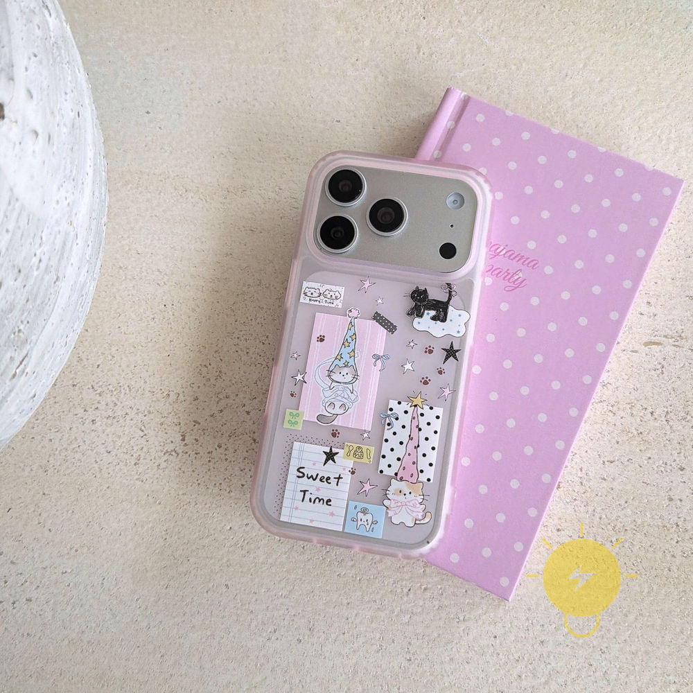 Phone Case For iPhone 17 Pro Max 16 15 TPU Pink Cat Star Skin Friendly Aesthetic Korean Cute