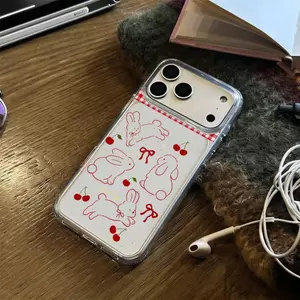 Thỏ đỏ Ứng dụng iPhone 17/16P trường hợp điện thoại 15P xuyên qua 13/14 nổ