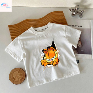 Áo Thun Trẻ Em Garfield Phong Cách, Vải Cotton, Thời Trang Hoạt Hình, Cho Bé Trai Mùa Hè, Size 90-150