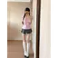 Áo sơ mi JK Mỹ Hàn Quốc Áo sơ mi ngắn tay màu hồng sọc ngắn mùa hè Áo sơ mi bỏ túi Slim-Fit eo hẹp Hot Girl Slimm