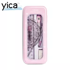 YICA 8 Cái / bộ Thước Đo, Bộ La Bàn Thước Tẩy Trong Suốt, Bộ Chất Lượng Cao Nhựa Vuông Thước Thẳng Thước Đo Văn Phòng Trường Học