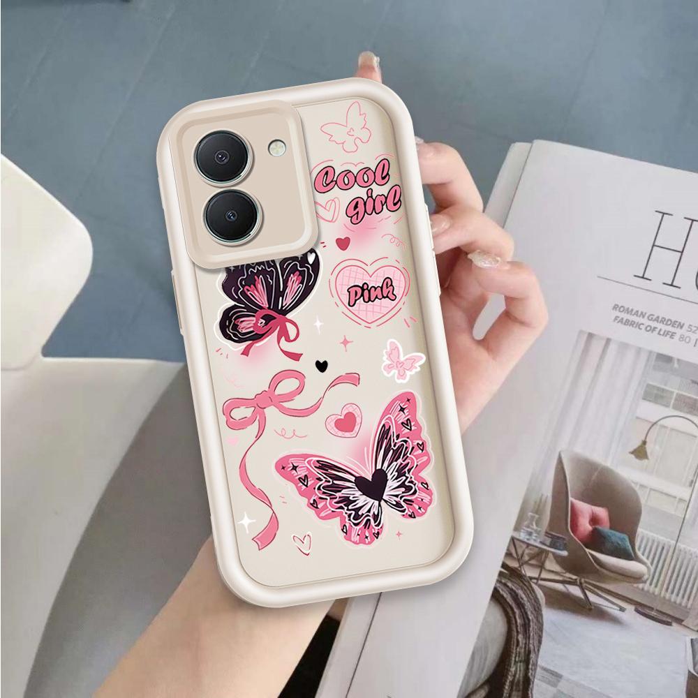 Vỏ Cho VIVO Y36 Y27S 4G Hoạt Hình Silicon Màu Kẹo Vỏ Điện Thoại Mềm TPU Bướm Nơ Ins Phong Cách Mắt Thiên Thần Chống Sốc Ốp Lưng