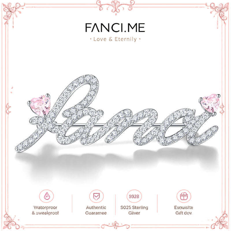 FANCIME "FANCI" Trâm cài chữ tinh tế hình trái tim hồng