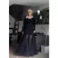 Quần áo nữ cỡ lớn 150kg Pháp Cao cấp Royal Sister Màu đen Tính khí gạc Sling Dress Slimer Look Váy dài