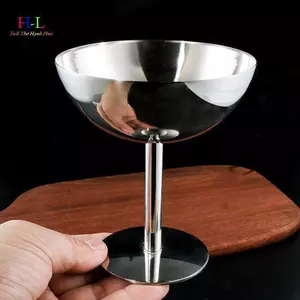 HL 2023 Mới Cốc Thép Không Gỉ Cốc Kem Món Tráng Miệng Salad Bát Trái Cây Đĩa Sna Món Ăn KTV Thanh Tiếp Liệu LMWU
