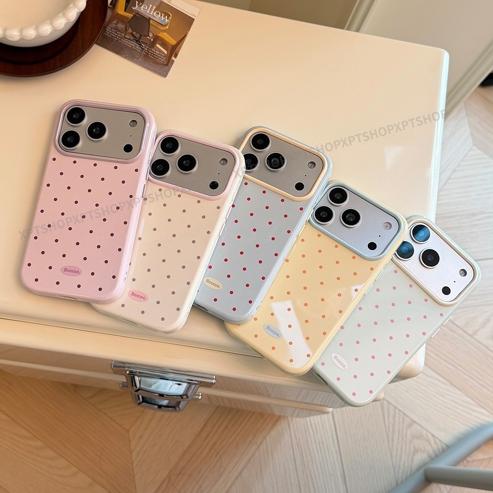 Berry Powder Blackcurrant Polka Dot Glossy Soft Phone Case cho iPhone 17 Pro Max 16 Plus 15 14 13 12 11 Vỏ bảo vệ chống sốc