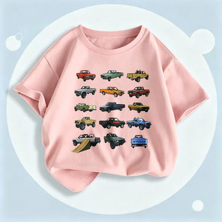 Áo Thun Trẻ Em  Xe Bán Tải Unisex, Vải Cotton Thoáng, Phong Cách Đường Phố, Cho Bé Mùa Hè, Size 90-150