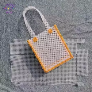 HFTOY Lưới Nhựa Lưới Vải Tấm Cho Túi Làm DIY Thủ Công Túi Dệt Chất Liệu Chốt Móc Lưới Nhựa Móc Thủ Công Accessorie ~
