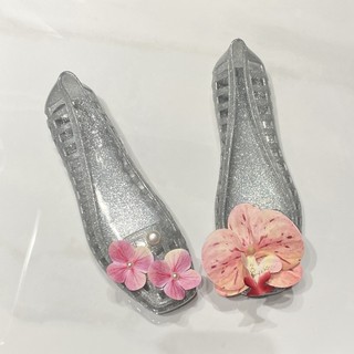 Giày Nữ Thạch Thời Trang Thường Ngày Bên Ngoài Dép Nữ Pha Lê Trong Suốt Lỗ Giày Sandal Hoa