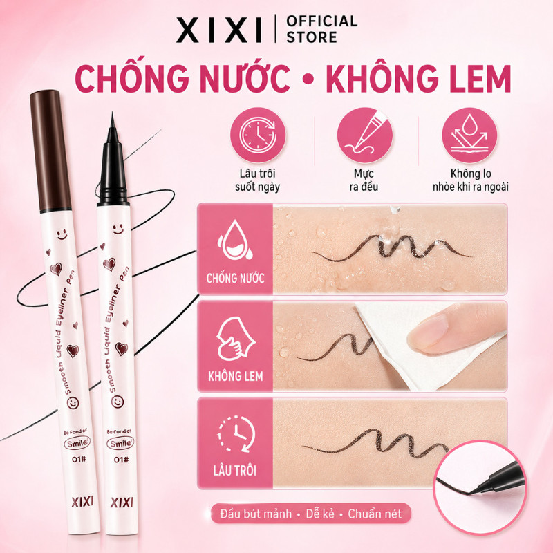 XIXI Bút Kẻ Mắt Nước Cho Người Mới, Ngòi Mảnh Dễ Kẻ, Chống Nước Lâu Trôi Không Lem D608