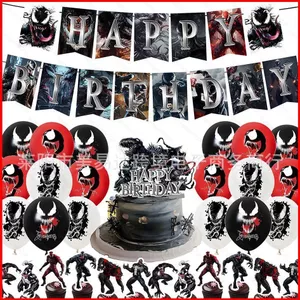 ST2 Venom Theo Chủ Đề Trang Trí Kỷ Niệm Đảng Biểu Ngữ Bóng Caketopper Cảnh Sắp Xếp Tiếp Liệu TS2