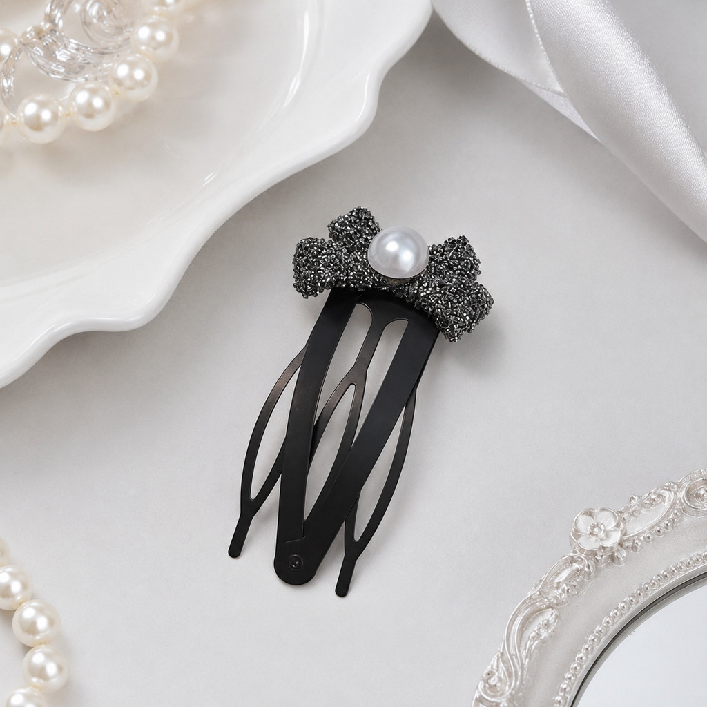 Kẹp Tóc Kim Cương Giả & Ngọc Trai Lấp Lánh Thanh Lịch, Chống Trượt An Toàn Giữ Bên Barrette Cho Nữ Kiểu Tóc Hàng Ngày & Tiệc