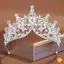 Tinh tế rực rỡ Baroque Đám cưới Pha lê Vương miện cô dâu Tiaras Phụ kiện trang sức tóc Nữ Mũ kim cương giả mới