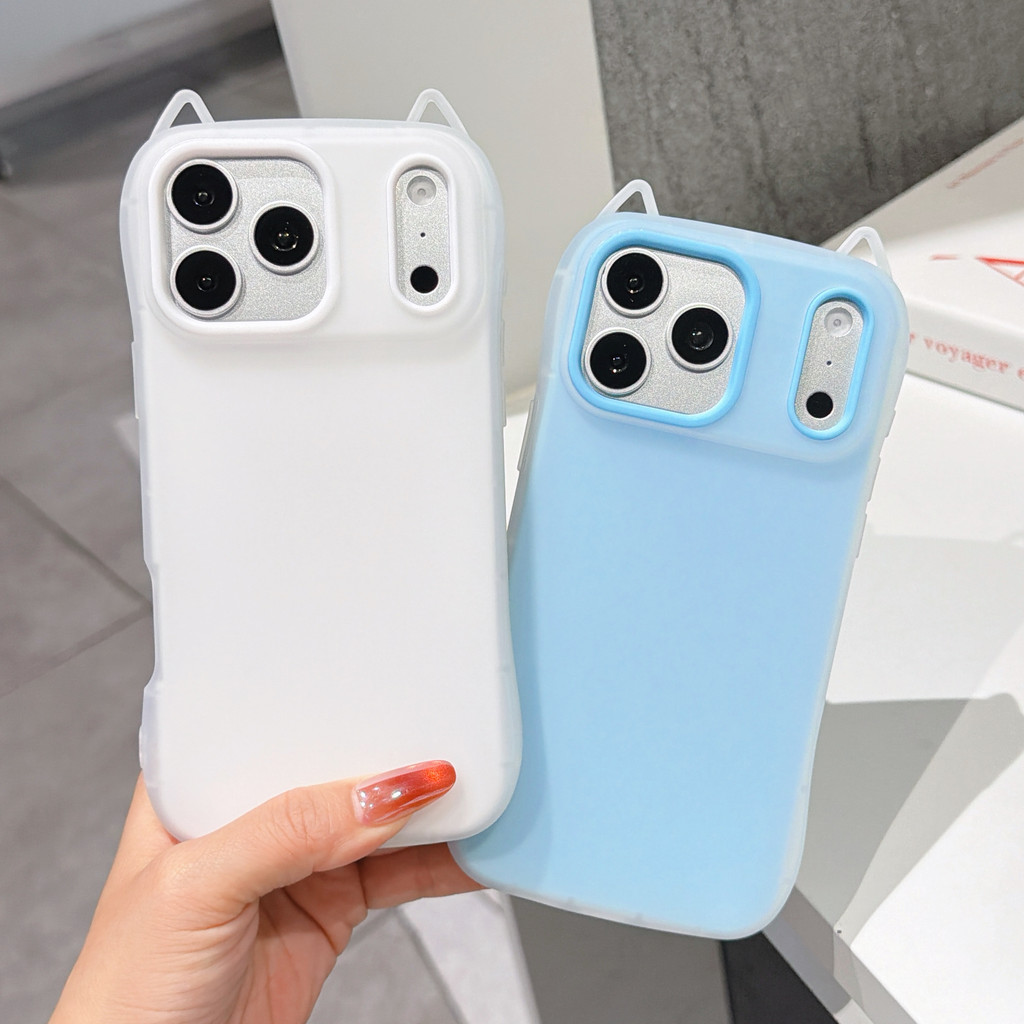 Ốp điện thoại tai mèo màu kẹo cho iPhone 17 Pro Max 17 16 15 14 13 12 11 Vỏ bảo vệ chống sốc