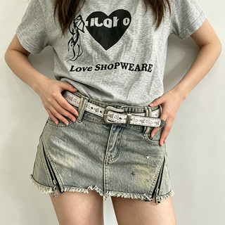 Retro Mỹ Denim Nâu Thắt Lưng Nữ 2026 Phong Cách Mới Thời Trang Phù Hợp Với Dây