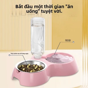 Bát ăn chống tràn kép cho chó mèo- Bát tích hợp thức ăn bằng nước