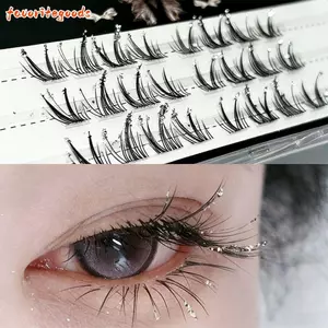FAVORITEGOODS Lông mi giả cá nhân, 3 hàng Cụm lông tơ Cụm lông mi, Kim cương giả sáng tạo Kiểu dáng tự nhiên Wispy Giả Cils Nối dài lông mi
