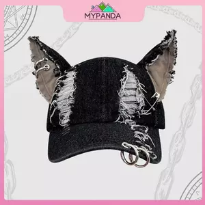 MYPANDA Y2k Nhẫn Sắt Tai Dài Mũ Nữ Dark Punk Doberman Pinscher Mũ Bóng Chày Grunge Mũ Thẩm Mỹ Mũ Truer Hat.