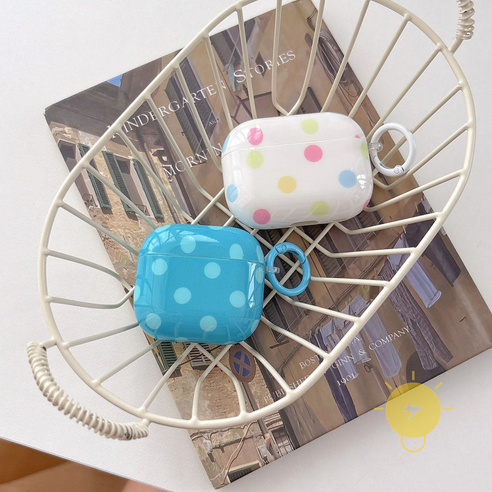 Phone Case For AirPods 4 / Pro3 / Pro2 / Pro / 3 / 2 / 1 TPU Polka Dot Headset Polka Dot Aesthetic Korean Cute
