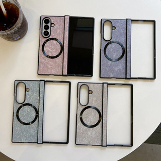 Ốp điện thoại doanh nhân từ tính lấp lánh họa tiết gợn sóng dành cho Samsung Z Fold 7 6 5 4 3 Flip7 Flip6 Flip543