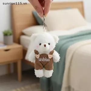 SRVN Gấu Dễ Thương Sang Trọng Móc Khóa Mềm Nhồi Bông Túi Gấu Quyến Rũ Với Quần Áo Bapa Treo Trang Trí Cặp Đôi Chìa Khóa Quà Tặng.