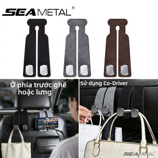 SEAMETALTAL Móc Treo Ghế Ô Tô Đa Năng Móc Đôi Da Lộn Cao Cấp Gắn Sau Ghế Xe Hơi 15KG Phụ Kiện Ô Tô