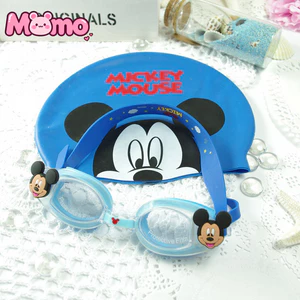 Thiết bị thể thao trẻ em Mickey Cartoon Kính bơi chống sương mù chống nước và bộ mũ bơi