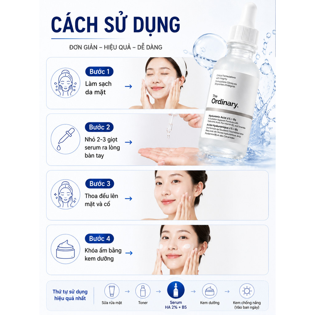 The Ordinary Hyaluronic Acid 2% + B5 30ml Chính Hãng | Serum HA Cấp Ẩm Mịn Da