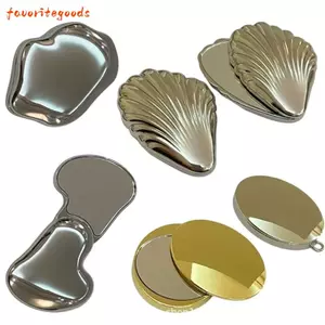 Gương nhỏ gọn du lịch FAVORITEGOODS, Gương trang điểm có thể gập lại di động Mini dễ thương, Túi hai mặt bằng kim loại dễ vỡ Gương nhỏ