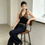Milyfashion Da Báo In Khâu Nóng Khoan Dây Sling Slim-fit Ôm Hơn Nhìn Ngắn Top Phong Cách Mới Pure Desire SJUR