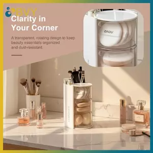 Hộp đựng mỹ phẩm xoay đa chức năng BVY Chống bụi 360 độ để đựng đồ trang điểm trên bàn Vanity.