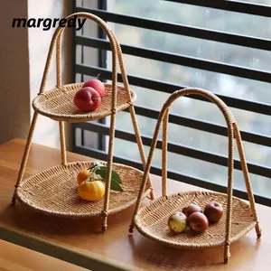 Giá để bánh kẹo MARGREDY, 1 / 2 / 3 lớp Giỏ đựng trái cây rau quả, Khay đựng đồ ăn nhẹ thủ công đa chức năng cho nhà bếp