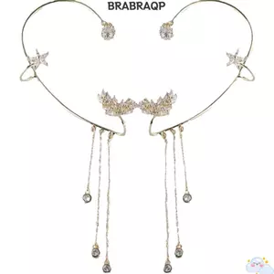 Bông Tai Vòng Đeo Tai BRBRAA, Hình Dạng Sang Trọng Tua Rua Kẹp Trên Bông Tai, Kẹp Thời Trang Trên Dây Xích Dài Kim Cương Giả Tua Rua Bông Tai Quà Tặng