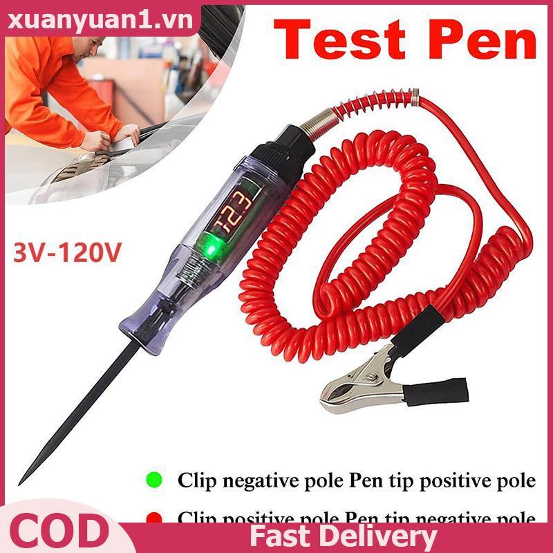 XUAN 3V 120V Bút kiểm tra mạch điện áp kỹ thuật số có màn hình LCD trong suốt Đầu dò thử nghiệm dài cho thợ điện Ô tô DIY và An toàn gia đình VN