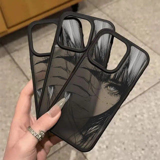 Anime Style Bangs Girl Thích hợp cho iPhone 16 ProMax XR 15 Pro 13 Pro Max 17 Pro Max 12 11 Pro Max XS 14 17 Pro Soft Case Chống sốc 16 Pro Black Matte Protection Case