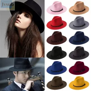 JVSUB Nỉ Fedora Mũ Nam Nữ Vành Rộng Thu Đông Mũ Cao Bồi
