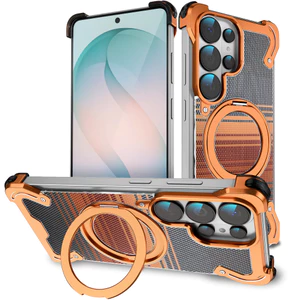 Giá đỡ xoay 360 độ Hợp kim titan Sợi Carbon Edgeless Vỏ điện thoại cho Samsung S26ultra 25 24 Vỏ chống sốc mỏng