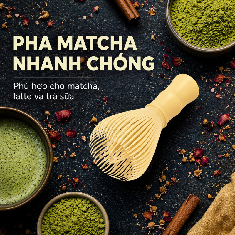 Chổi Chasen Matcha ABS Cao Cấp – Dụng Cụ Pha Trà, Chổi Đánh Matcha, Bộ Chổi Trà Xanh Nhật Bản