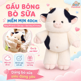 Gấu bông bò sữa 40cm – Lông mềm mịn, bông PP êm ái – Gối ôm ngủ dễ thương – Trang trí & quà tặng – Ôm là mê liền