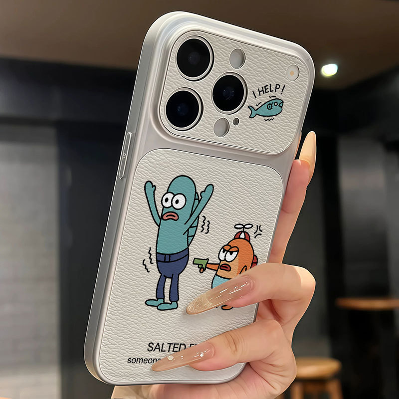 Ốp lưng iPhone Họa tiết da mạ họa tiết cá ngộ nghĩnh iPhone 17 16 15 14 13 12 11 Pro Max Plus Max
