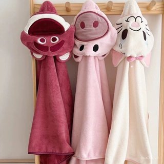 LXY Phim Hoạt Hình Trẻ Em Có Mũ Trùm Đầu Khăn Tắm Thấm Hút Nước Dày Lông Cừu San Hô Áo Tắm Trẻ Em Khăn Choàng Cho Bé Mềm Áo Choàng Lớn