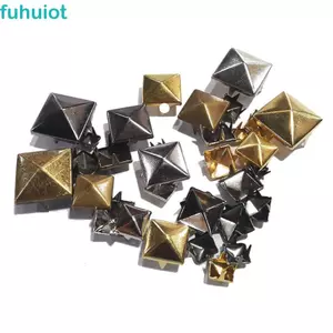 FUHUIOT Đinh Tán Vuông Có Thể Tháo Rời Mũi Nhọn Điểm Móng Tay Thời Trang Kim Tự Tháp Hình Sáng Tạo Bạc 6 / 8 / 10 / 12 mm Trang Trí May