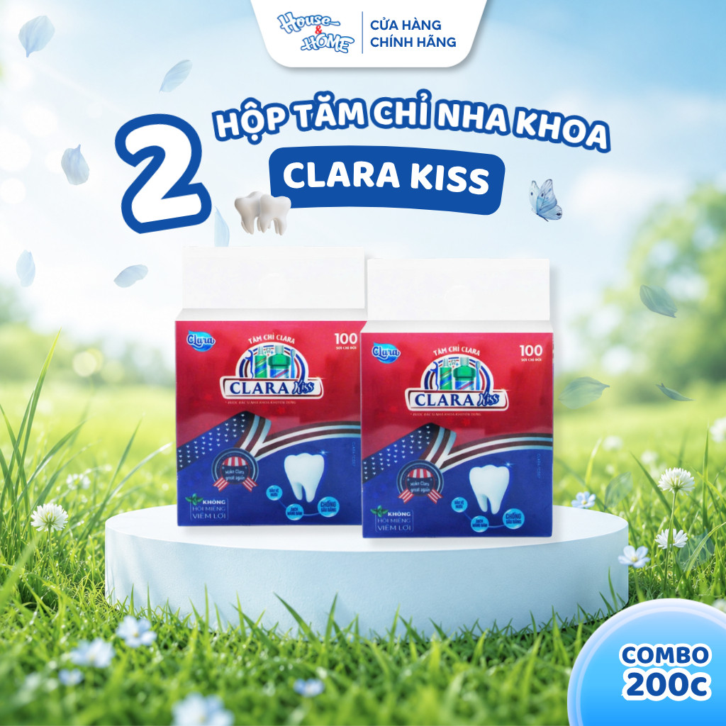 Tăm Chỉ Nha Khoa Clara Kiss Hộp 100 Cái TCNK001, Làm Sạch Kẽ Răng, Sợi Chỉ Kép Bền, Bảo Vệ Nướu Cho Bé Hàng Chính Hãng